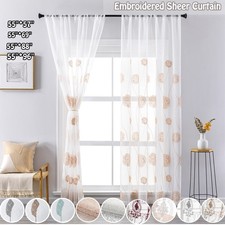 Pair Voile Curtain Embroidered