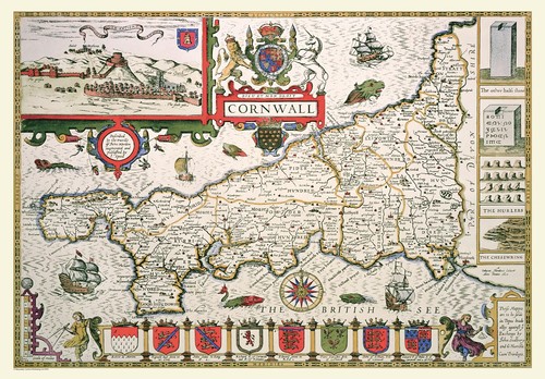 Old map cornwall - map, 1611