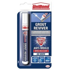 UniBond Grout Reviver Pen 7ml Ice White Tile Grout Restorer Waterproof