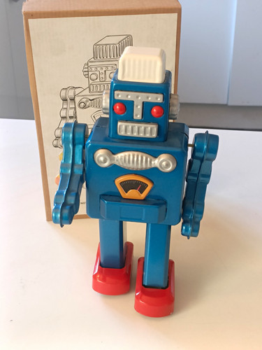 Blue tin clockwork - tin, wind-up