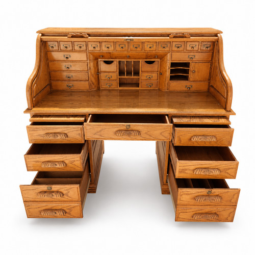 Vintage oak roll - oak, desk