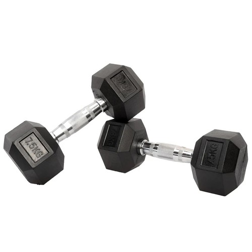 Hex dumbbells rubber - hex, encased