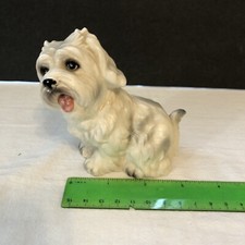 Vintage Dog Puppy Figurine Bichon Frise White Poodle Ceramic