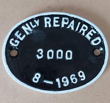 Railwayana - GENLY  Repaired 3000 Alloy Works Plate - Oval - 8-1969 - 12cm !