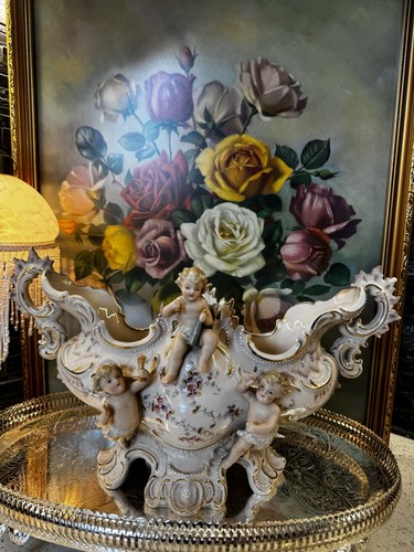 Large vintage porcelain cherub - porcelain,