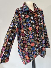 BELLA BLUE Swirly Button Oversized Lagenlook Swing Coat Jacket L XL 16 18 20 22