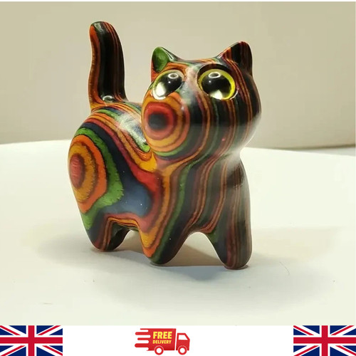 Wooden cat figurine hand - wooden,
