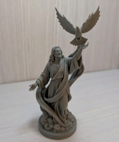 Jesus with dove statue - dove,