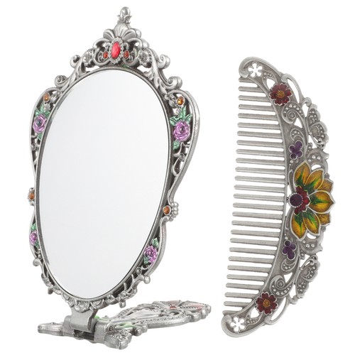 Retro makeup mirror comb - ,