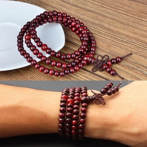 Sandalwood necklace bead mala - necklace,