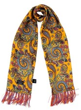 Tootal Vintage Mod Silk Scarf, Butterscotch Swirl Paisley, BNWT