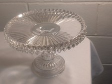 Crown Jewel By O'Hara Glass Co Chandelier Glass Pedestal Cake Stand 10" 1888 See