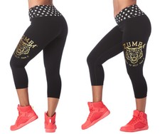 Zumba Roar Capri Leggings - Bold Black - sz XS ~ New! Free Ship!
