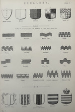 Antique Print 1870s Heraldry