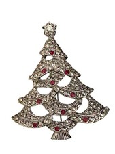 Vintage Avon Victorian Christmas Tree Pin Brooch with Box Holiday Sparkle