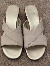 Marks & Spencer Footglove Beige Leather Slip on Sandals size 5