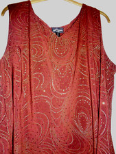 NEW SIZE 24-26 ANTTHONY STUDIO DARK BROWN SLEEVELESS TOP WITH STUD DETAIL 3XL