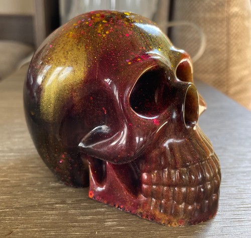 Handmade resin skull gold - handmade,