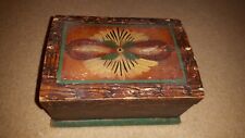 Antique Vintage Highly Decorative Wooden Doll Box Wardrobe or Trinket Box German