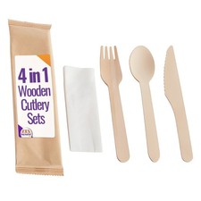 4in1 Disposable Wooden Cutlery