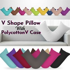 Hollowfiber V Shaped Pillow with FREE V Pillowcase Orthopedic Back Neck Support.