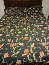IKEA Alandsrot Dk Grey, Red & Yellow Tulips Double Duvet CoverSet,Matching Sheet