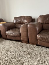 DFS Leather Three Piece Sofa