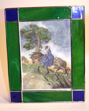 Stain Glass photo frame 5X7  Inch Aperture- blue and green