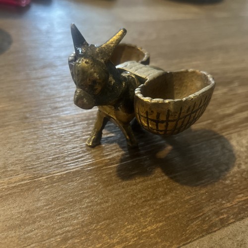 Old vintage brass donkey with - old,