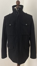 Ben Sherman Mens Black Wool Mix Field Style Coat Jacket Mod 60’s Beatles Size L