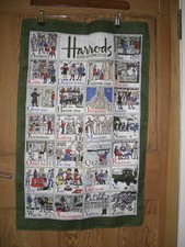 Vintage Harrods Irish Linen Tea Towel  A-Z Departments Oyster Bar QE2 Pet Shop