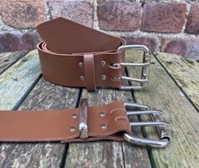Chestnut Brown Leather Double Prong Belt Choice of Widths Handmade Real Leather