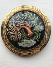 RARE Vintage Kigu Lucite Goldfish Powder Compact