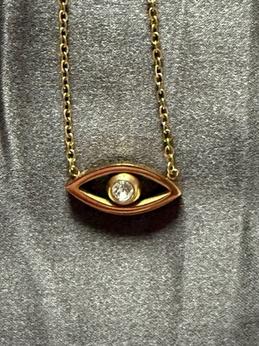 Gold plated evil eye necklace - eye,