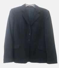 Vintage 1980s Ladies Tri-umph! Navy Pinstripe Wool Horse Show Coat Size 16R