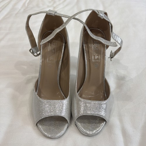 Silver stiletto heeled shoes - silver,