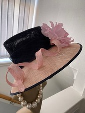 Jacques Vert  HAT BNWT Wedding Mother Of Bride Groom PINK BLACK TRENDING COLOUR