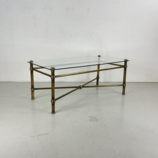 1950s/60s LARGE  GLASS AND BRASS COFFEE TABLE MIDCENTURY #4515