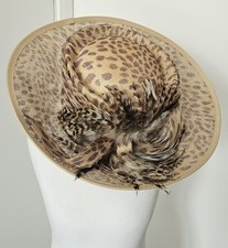 Victoria Ann Leopard Print Feathered Hat