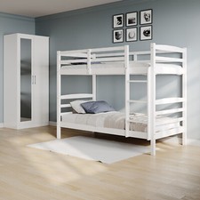 3ft Single Solid Pine Wood Bunk Bed High Gloss Wardrobe Bedroom Furniture Sets