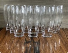 Job Lot X12 Clear Glass Straight Fluted Rounded Shape Flower Wedding Vases NEW!!