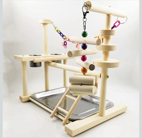 Wooden parrot playstand perch - playstand,