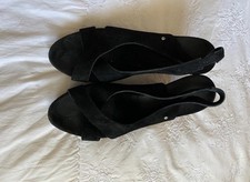 Ugg Black Suede Wedge Sandals 6.5