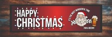 New Happy Christmas, Santa Festive Rubber Bar Runner / Beer mat 88cm x 25cm