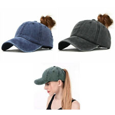 Women Cotton Pony Tail Baseball Hat Adjustable Vintage Style Baseball Cap