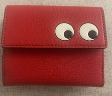 New Anya Hindmarch Red Leather Trifold Peeping Eyes Purse Wallet RRP £265