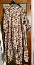 VGC Ladies ASOS CURVE Multi BROWN LEOPARD Print LOOSE FIT TIERED Smock Dress 24