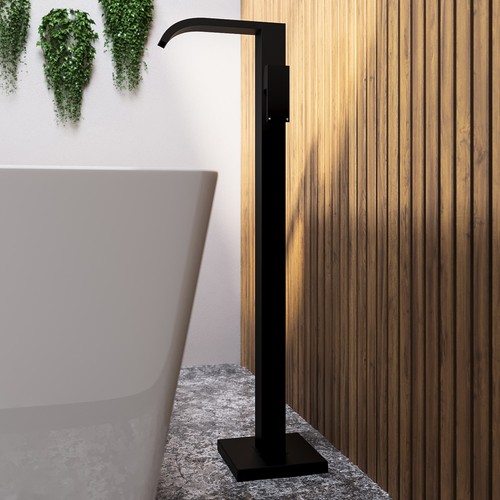 Black freestanding bath filler - black,
