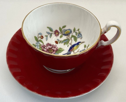 Aynsley red cup saucer - aynsley,