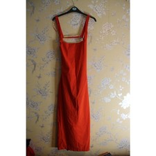 ZARA Women’s Red Sleeveless Midi Dress – Size S  – Elegant Square Neckline